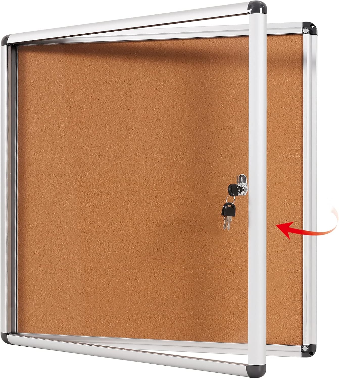 SWANCROWN Lockable Notice Cork Board, Tamperproof Wall Display Board with Locking Door for Office School Home, 67x72cm(6xA4)-0