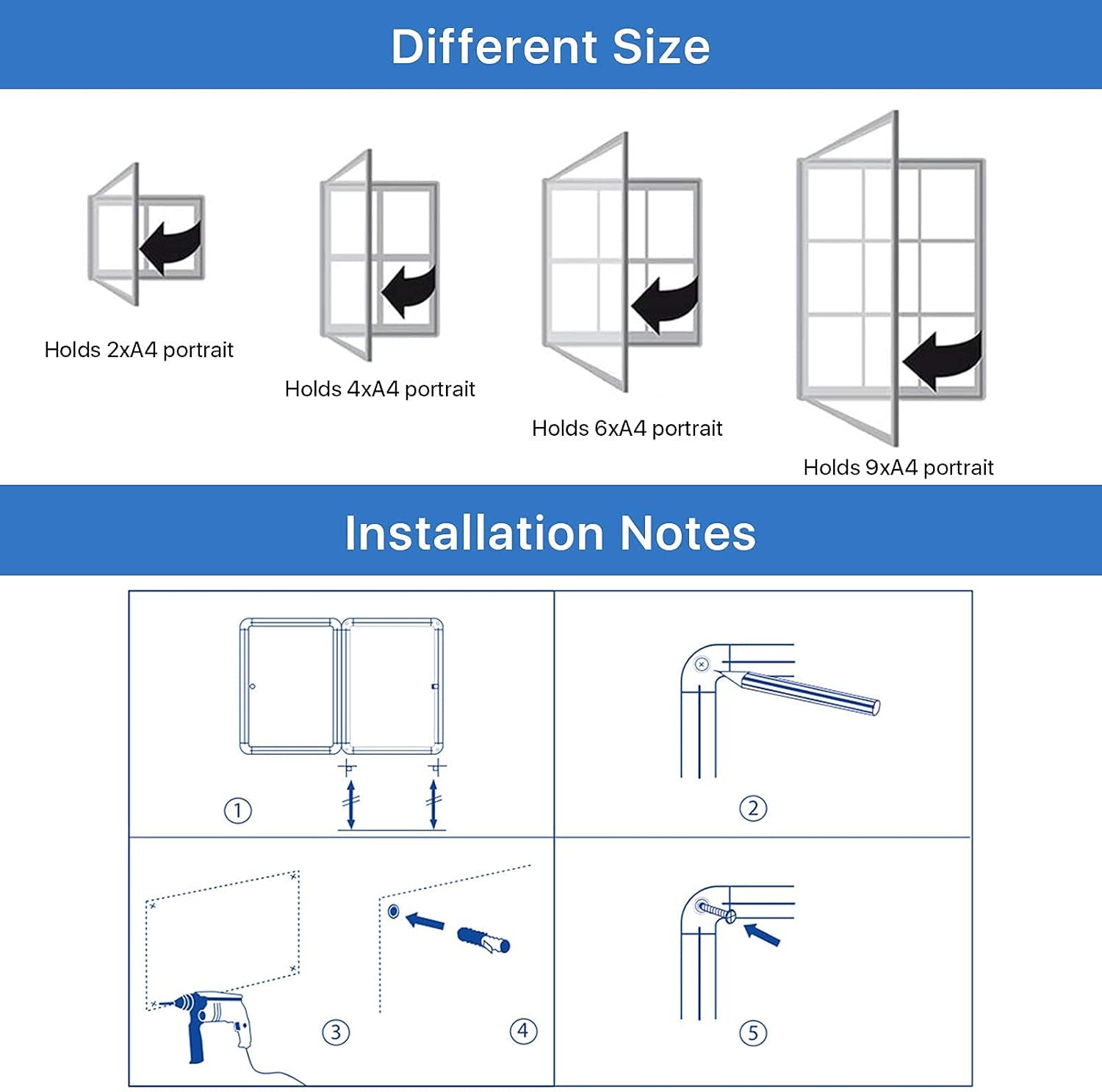 SWANCROWN Lockable Notice Cork Board, Tamperproof Wall Display Board with Locking Door for Office School Home, 67x72cm(6xA4)-3