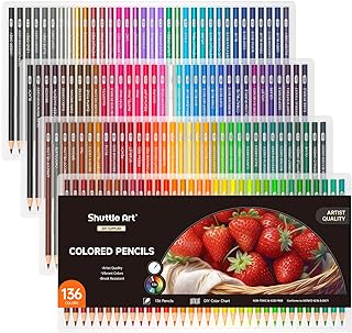 Shuttle Art 136 Colouring Pencils,Coloured Pencils Set for Adult Colouring Books,Doodling,Sketching,Art,School Supplies