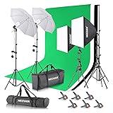 NEEWER Photography Lighting kit with Backdrops, 8.5x10ft Backdrop Stands, CE Certified 5700K 800W Equivalent 24W LED Umbrella Softbox Continuous Lighting, Photo Studio Equipment for Photo Video Shoot