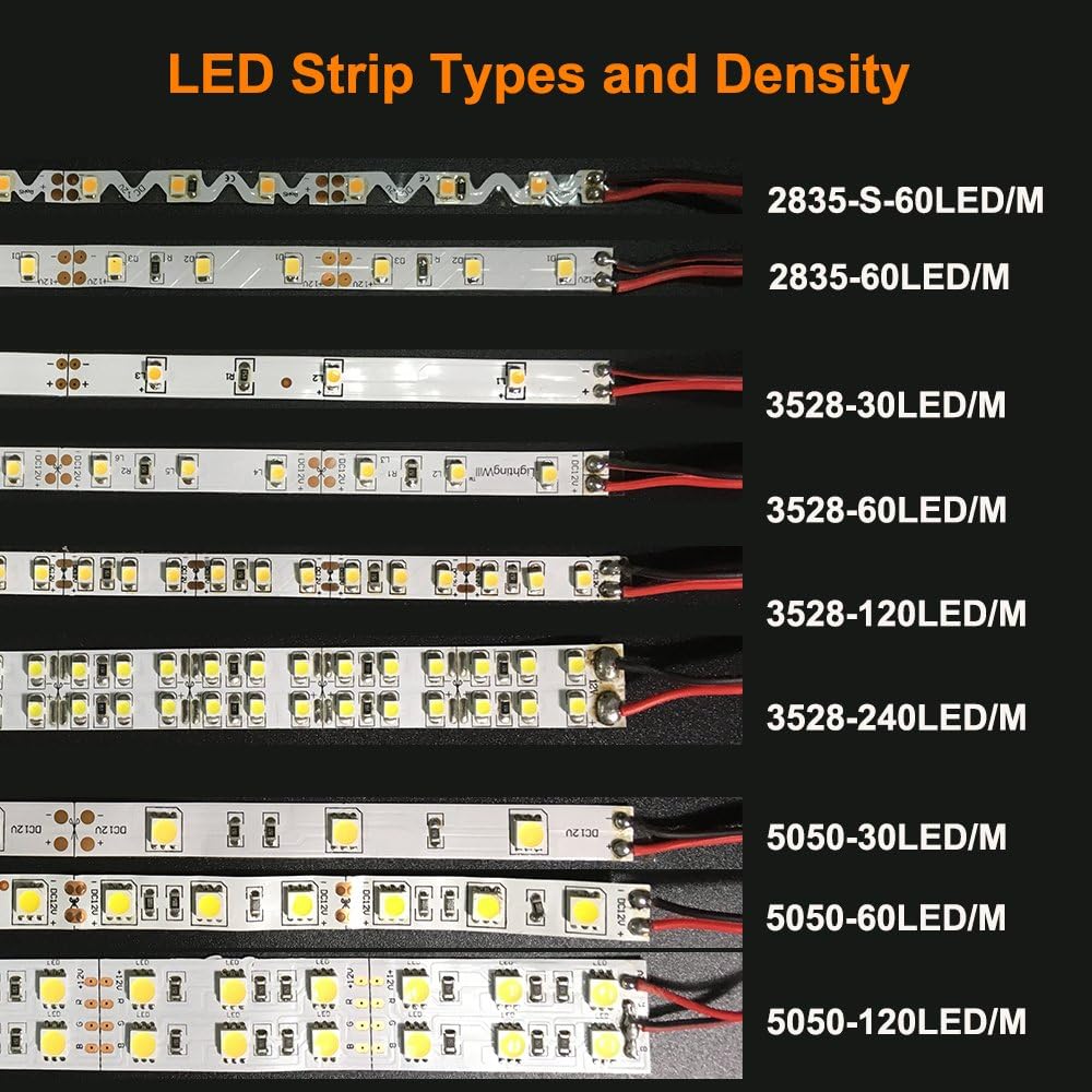 LightingWill LED Strip Light CRI90 SMD3528 16.4Ft(5M) 150LEDs Nature White 4000K-4500K 30LEDs/M DC12V 12W 2.4W/M 8mm White PCB Flexible Ribbon Strip with Adhesive Tape Non-Waterproof H3528NW150N-7