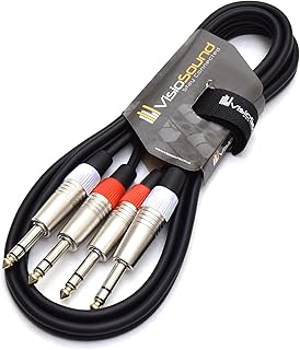 2 x 6.35mm 1/4" Stereo TRS Jack Balanced Twin Lead/Signal Audio Patch Cable 1.5m