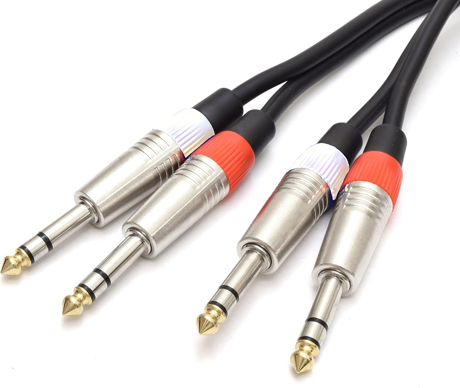 2 x 6.35mm 1/4" Stereo TRS Jack Balanced Twin Lead/Signal Audio Patch Cable 1.5m-1