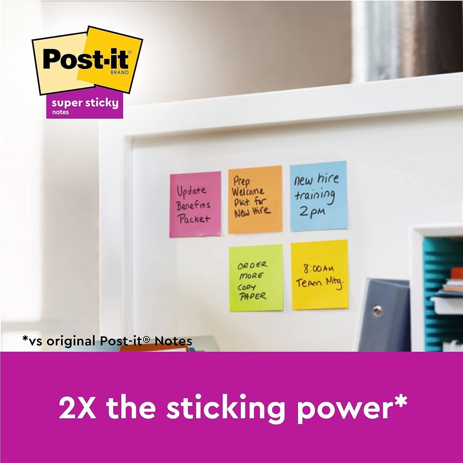 Post-it Super Sticky Notes, School and Office Supplies, Extra Sticking Notes for Boards, Monitors & Walls, 6 Pads in Pastel Colours, 540 Total Sheets, 76 mm x 127 mm-1