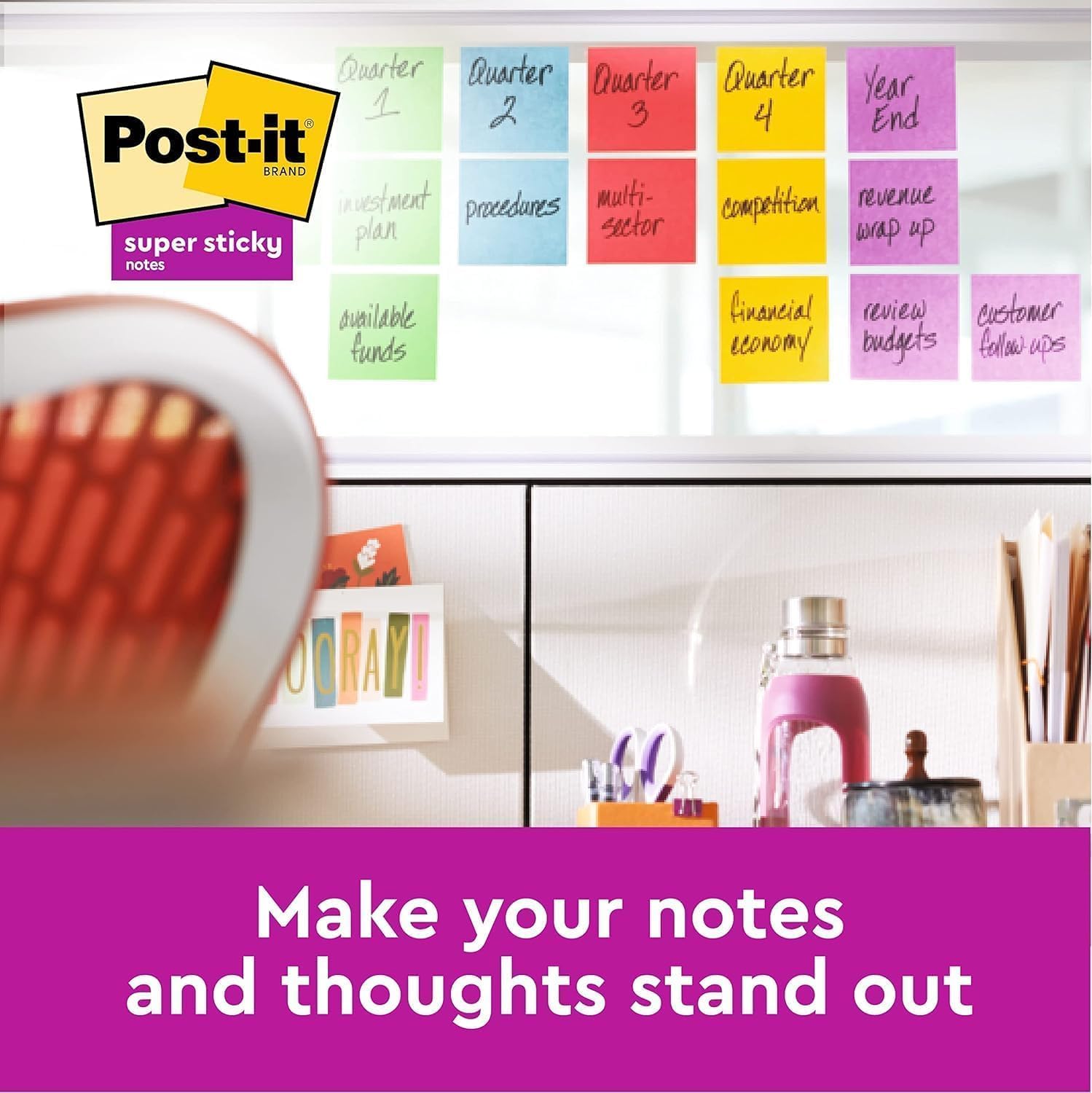 Post-it Super Sticky Notes, School and Office Supplies, Extra Sticking Notes for Boards, Monitors & Walls, 6 Pads in Pastel Colours, 540 Total Sheets, 76 mm x 127 mm-6