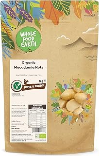 Wholefood Earth Organic Macadamia Nuts 1 kg Raw | GMO Free | Vegan | High Fibre | Certified Organic