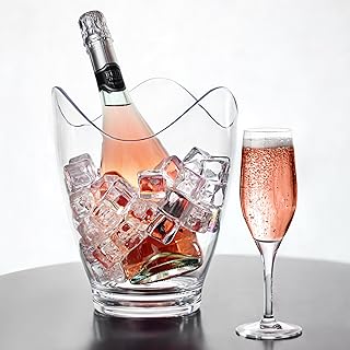 bar@drinkstuff Glacier Acrylic Curve Wine Bucket - Plastic Shatterproof Champagne Cooler