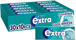 Extra Cool Breeze Mint Flavour Xylitol Sugarfree Chewing Gum Bulk Box, 30 Packs of 10 Pieces (300 Pieces)