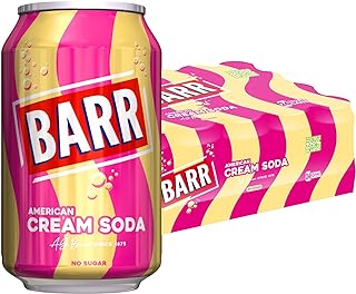 BARR since 1875, 24 Pack American Cream Soda, Zero No Sugar Sparkling Soft Drink with a Creamy Taste of American Cream Soda, "Fizzingly Fun" - 24 x 330ml Cans