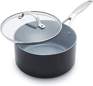 GreenPan Valencia Pro Hard Anodised Healthy Ceramic Non-Stick 20 cm/3.1 Litre Saucepan with Lid, PFAS-Free, Induction, Oven Safe, Grey