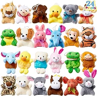 JOYIN 24 Pcs Mini Animal Plush Toys, 2.5-3”(6.4-7.6cm) Stuffed Animal Bulk for Kids, Easter Egg Filler Party Bag Fillers for Kids, Goodie Bag Fillers, Pinata Fillers, School Prizes, Party Supplies