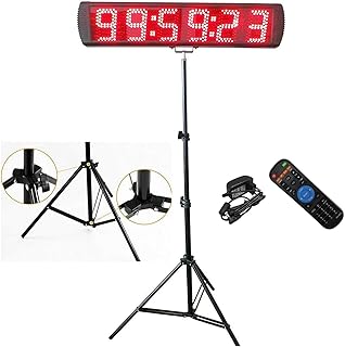 GANXIN Portable 5'' High Character 6 Digits LED Race Timing Clock with Tripod for Running Events, Countdown/up Digital Timer, by Remote Control