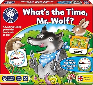 Orchard Toys What's the Time, Mr Wolf Game | Educational Game For Children Aged 5-9 | Two Ways To Play | Teaches Time Telling Skills | Includes Moveable Clockface | Learning Made Fun