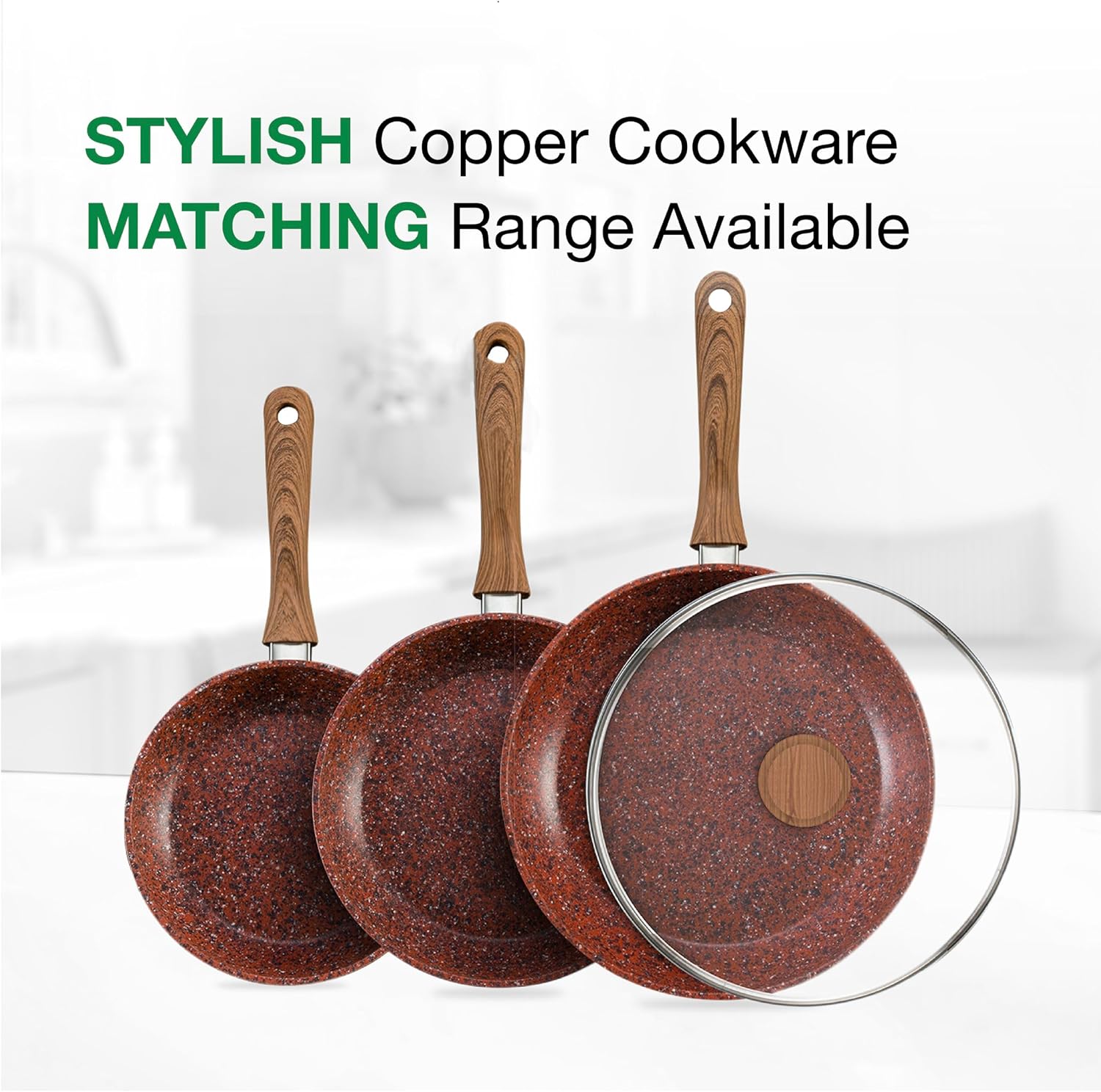 JML Copper Stone Frying Pan - Non Stick Frying Pan Sized 24cm, Durable Aluminium and Stainless Steel Pan with Dynamic Heat Distribution and Wood-Effect Handle-5