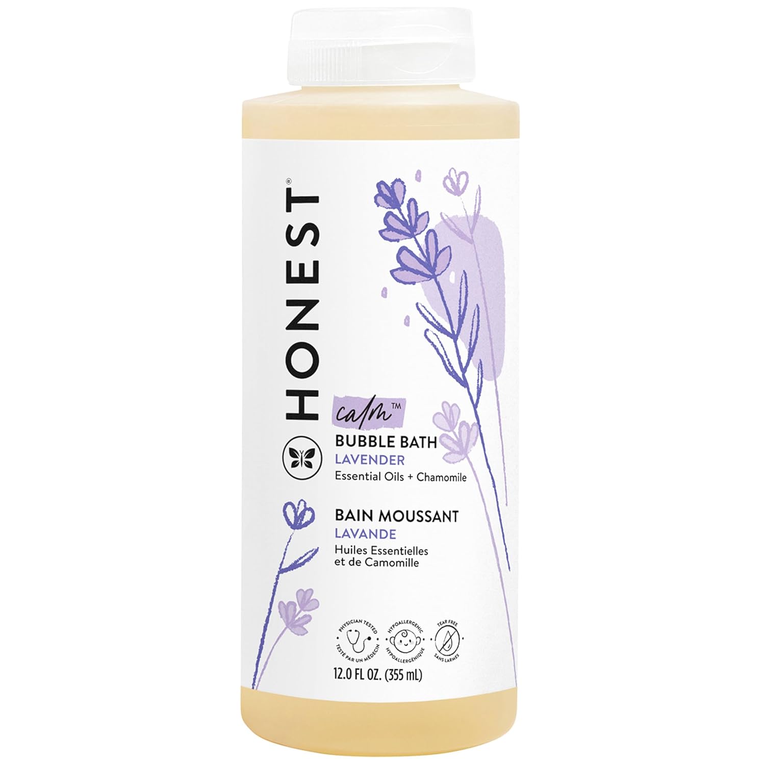 Honest Calming Lavender Hypoallergenic Bubble Bath with Naturally Derived Botanicals, Dreamy Lavender, 12 Fluid Ounce-0