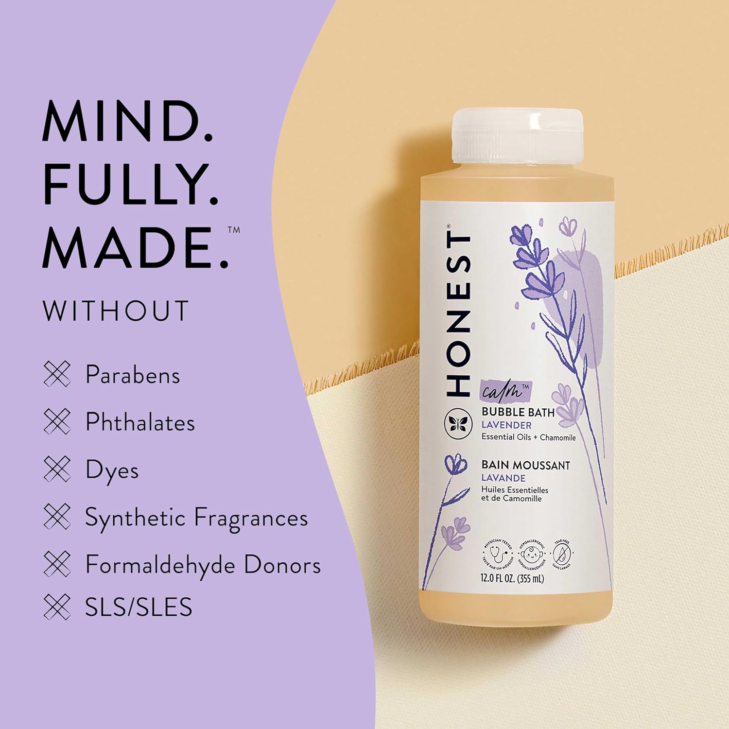 Honest Calming Lavender Hypoallergenic Bubble Bath with Naturally Derived Botanicals, Dreamy Lavender, 12 Fluid Ounce-4