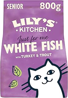 Lily's Kitchen Made with Natural Ingredients Mature Dry Cat Food White Fish with Turkey & Trout Grain-Free Recipe 4 x 800g