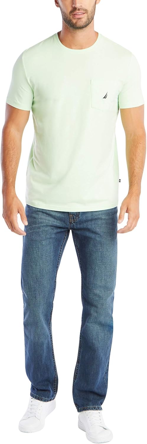 Nautica Men's Solid Crew Neck Short Sleeve Pocket T-Shirt-1