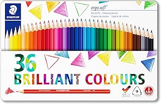 STAEDTLER 157 M36 Ergosoft Triangular Colouring Pencils - Assorted Colours (Tin of 36 Pencils)