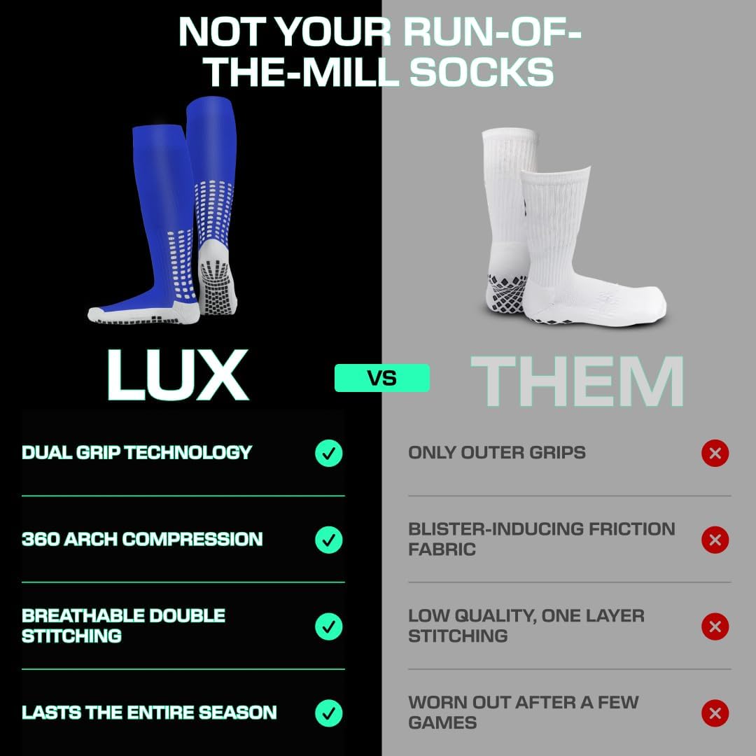 LUX Anti Slip Knee Football Socks,Non Slip Football/Basketball/Hockey Sports Grip Socks-6