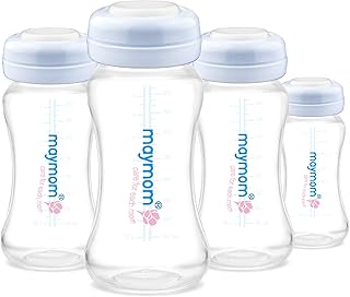 Maymom Wide Neck Breastmilk Collection and Storage Bottle 9oz; Remarkable SureSeal Disc. Compatible with Spectra S2, Spectra S1 Spectra 9+ and Avent Breast Pumps