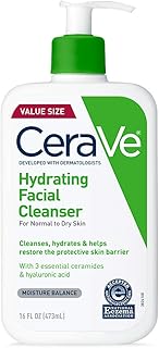 CeraVe Hydrating Facial Cleanser 16 oz for Daily Face Washing, Dry to Normal Skin