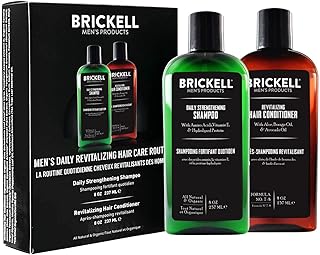 Brickell Men’s Daily Revitalizing Hair Care Routine, Mint and Tea Tree Oil Shampoo, Strength and Volume Enhancing Conditioner, Natural and Organic