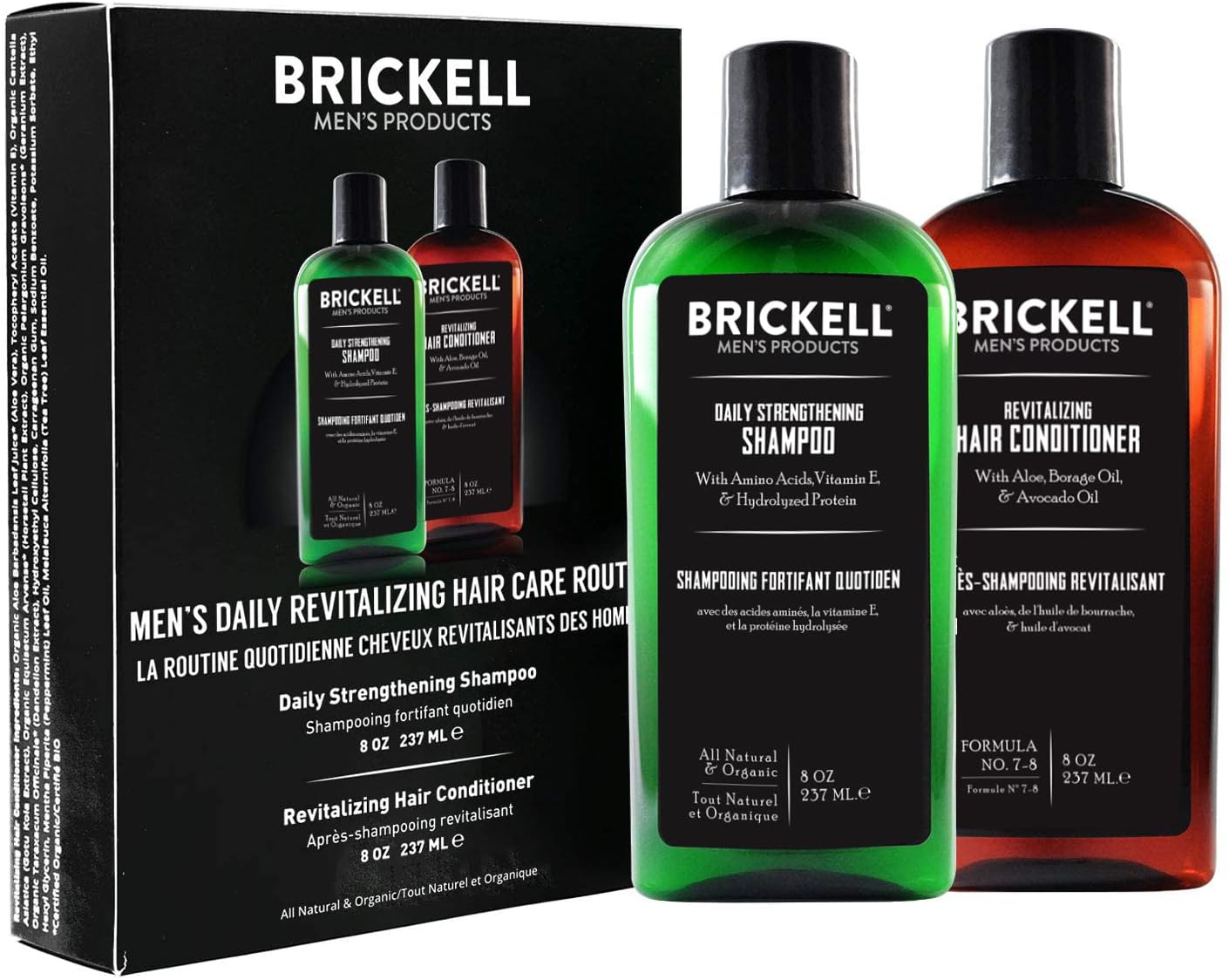 Brickell Men’s Daily Revitalizing Hair Care Routine, Mint and Tea Tree Oil Shampoo, Strength and Volume Enhancing Conditioner, Natural and Organic-0