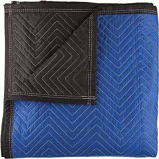 Stalwart 75-MOV1001 Blanket-80x73.5in Heavy-Duty Reusable Quilted Furniture Pad or Drop Cloth with Recycled Cotton Filling-Moving Supplies, 1-Pack, Black/Blue