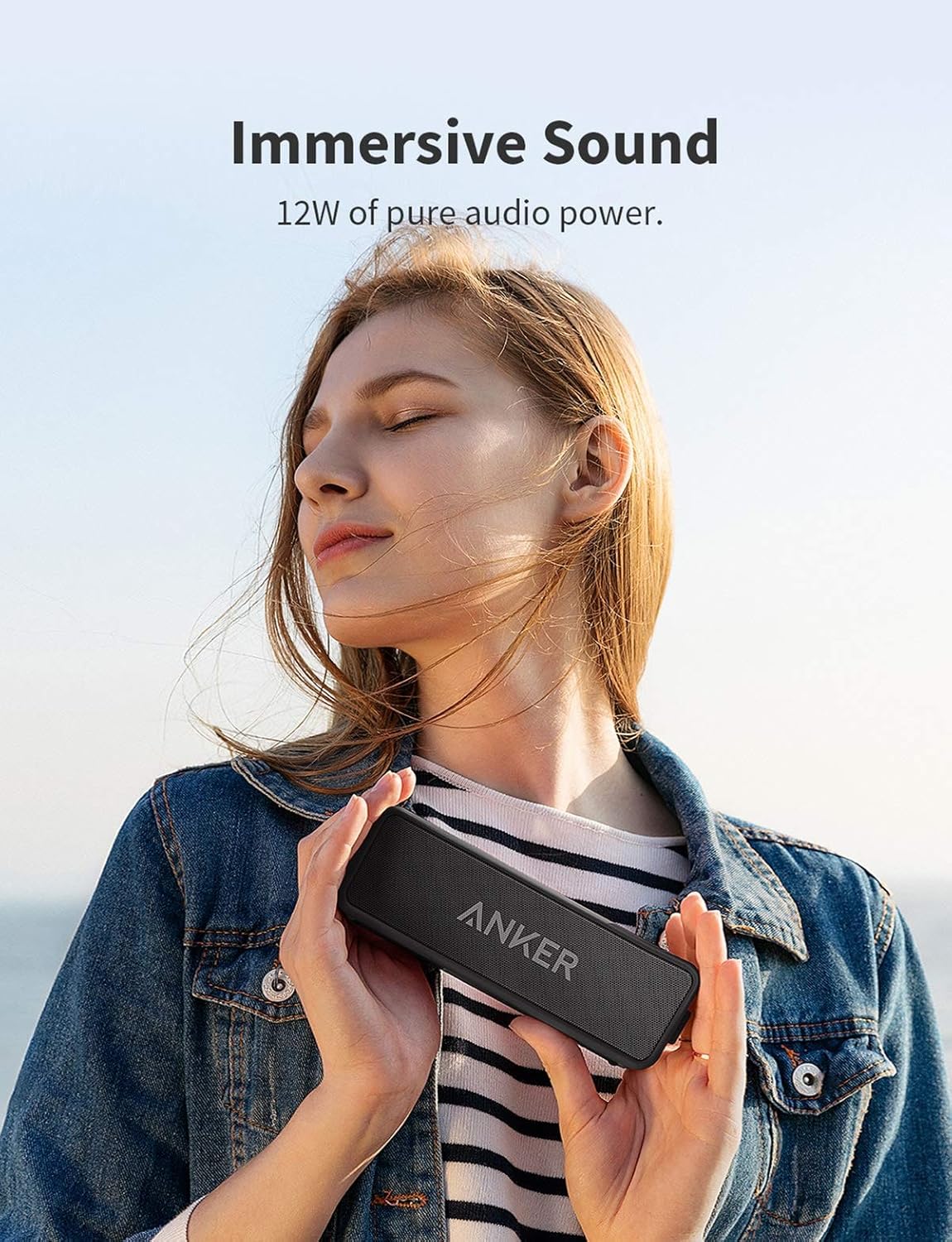 Anker Soundcore 2 Portable Bluetooth Speaker with 12W Stereo Sound, BassUp, IPX7 Waterproof, 24-Hour Playtime, Wireless Stereo Pairing, Speaker for Home, Outdoors, Travel-3