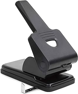 Belle Vous Extra Heavy Duty 2 Hole Punch - 70 Sheet Capacity - Distance Between Holes 8cm (3.15 inches) - Black Desktop Hole Puncher with Lock Down Handle - Suitable for the Home, Office and School