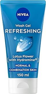 NIVEA Refreshing Wash Gel (150ml), Face Wash Gel with Lotus Flower and Hydramine, Deeply Cleanses and Removes Impurities, Refreshing Skincare Formula,pack of 6