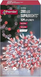 Premier Multi Action 200 Supabrights LED Christmas Lights 20M Lit - Red & White