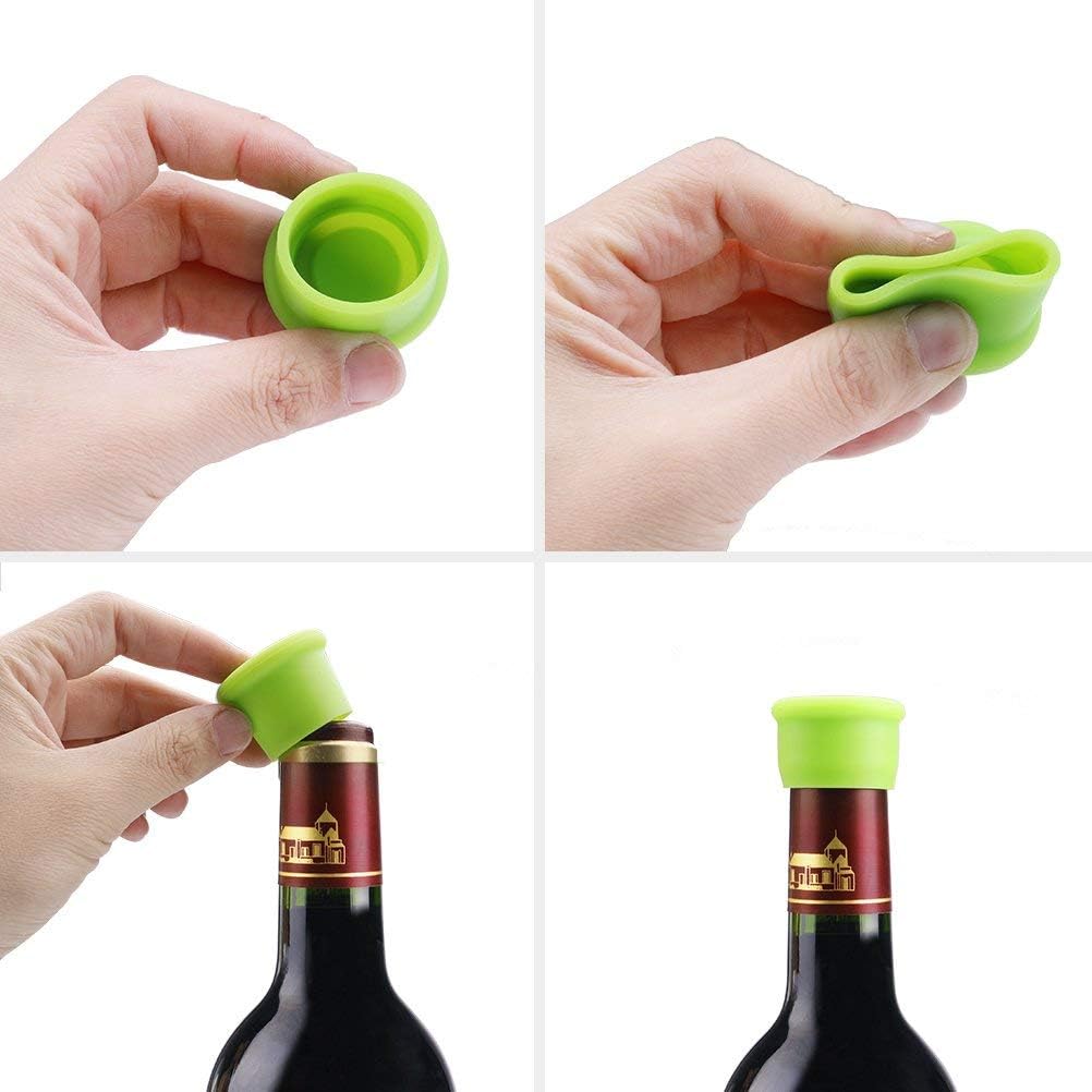 Vicloon Bottle Stopper, 6 Pcs Wine Bottle Caps Reusable Silicone Stopper Cap,Keep Flesh for Wine Beer Champagne Alcohol Sparkling Wine-2