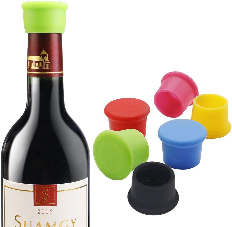 Vicloon Bottle Stopper, 6 Pcs Wine Bottle Caps Reusable Silicone Stopper Cap,Keep Flesh for Wine Beer Champagne Alcohol Sparkling Wine-5