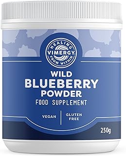 Vimergy Wild Blueberry Powder, 62 Servings – Wild Blueberry – Blueberry Powder from Whole Blueberries– Vegan Supplement – Formulated Without Added Sugar or fillers – Non-GMO & Gluten-Free (250g)