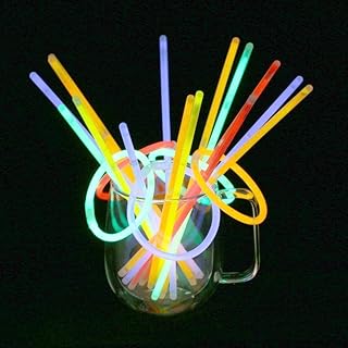 Vicloon 100 Glow Sticks for Children, Mixed Multicolored Glow Sticks-Kit to Create Glowsticks, Bracelets, Necklaces, Glasses and Ball for Party Supplies, Concert, Birthday