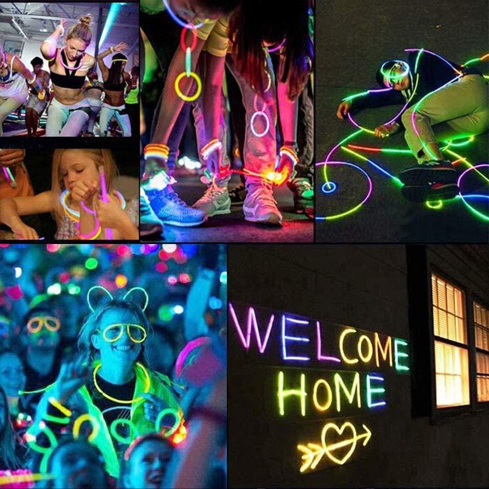 Vicloon 100 Glow Sticks for Children, Mixed Multicolored Glow Sticks-Kit to Create Glowsticks, Bracelets, Necklaces, Glasses and Ball for Party Supplies, Concert, Birthday-6