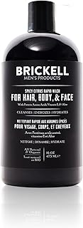 Brickell Men's Rapid Wash, Natural and Organic 3 in 1 Body Wash Gel for Men, 473 ml, Spicy Citrus Scent