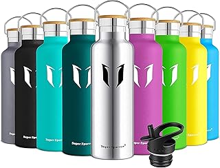 Super Sparrow Stainless Steel Water Bottle - 350ml/500ml/620ml/750ml/1L- Insulated Metal Water Bottle - Standard Mouth Flask - BPA Free - Straw Water Bottle for Work, Gym, Sports