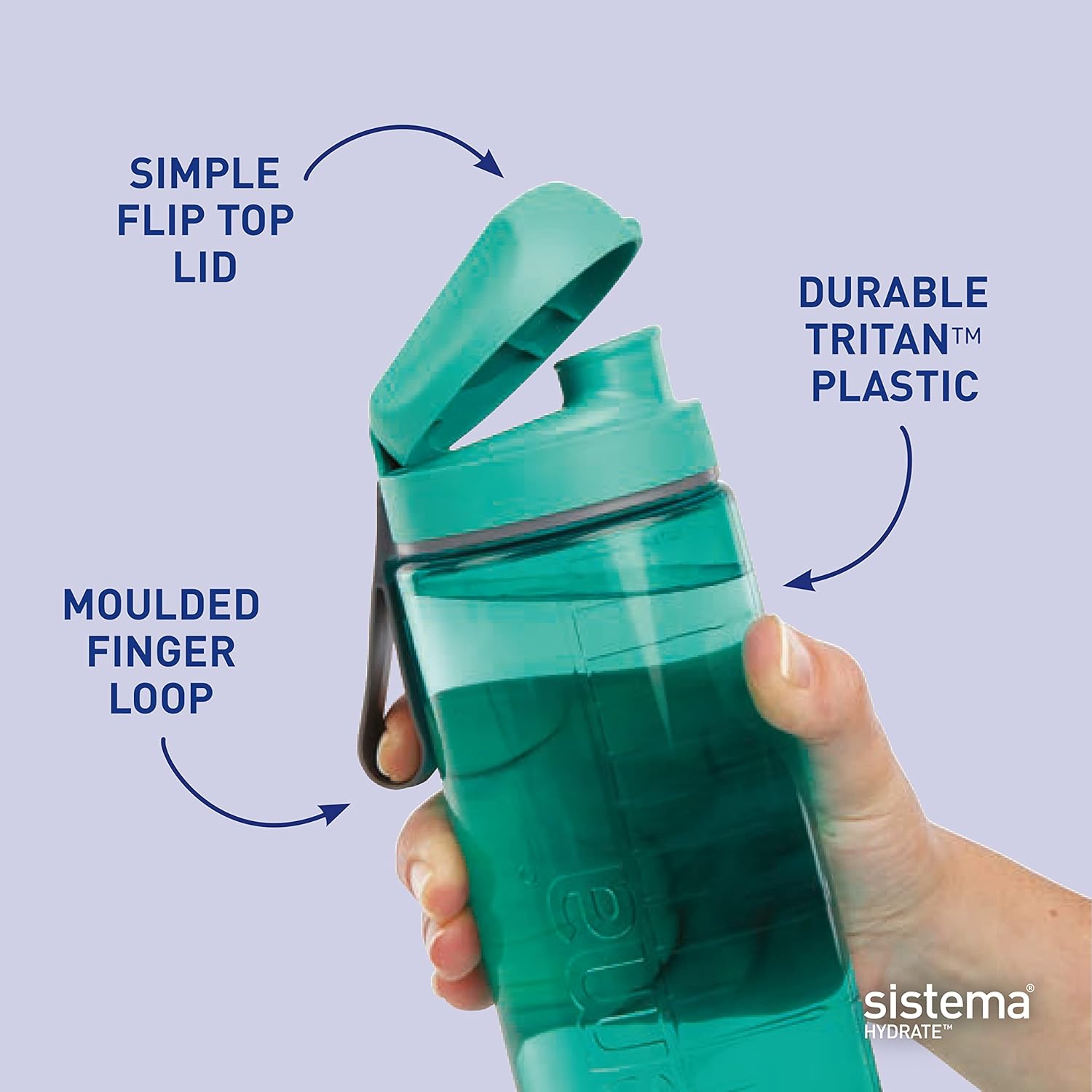 Sistema Hydrate Tritan Swift Water Bottle | 600 ml | Leakproof Water Bottle | BPA-Free | Black-2