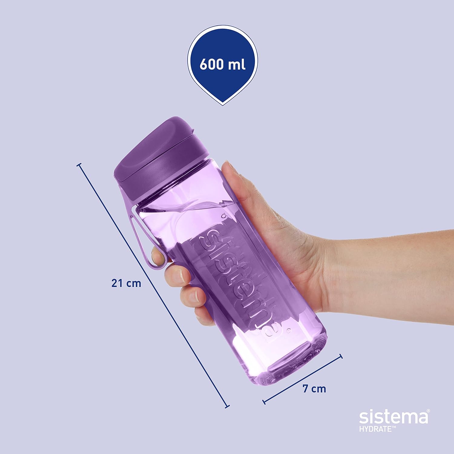 Sistema Hydrate Tritan Swift Water Bottle | 600 ml | Leakproof Water Bottle | BPA-Free | Black-4