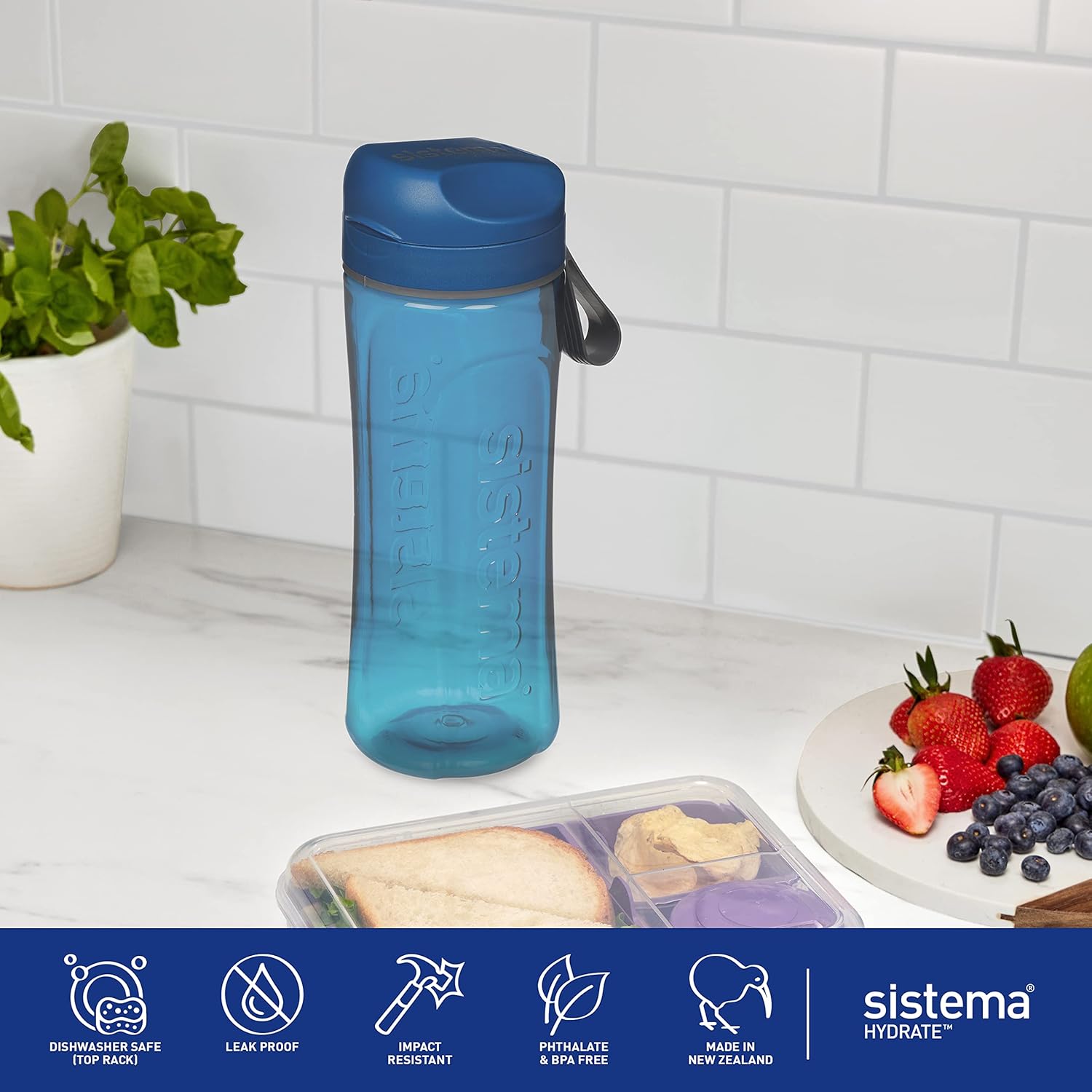 Sistema Hydrate Tritan Swift Water Bottle | 600 ml | Leakproof Water Bottle | BPA-Free | Black-5