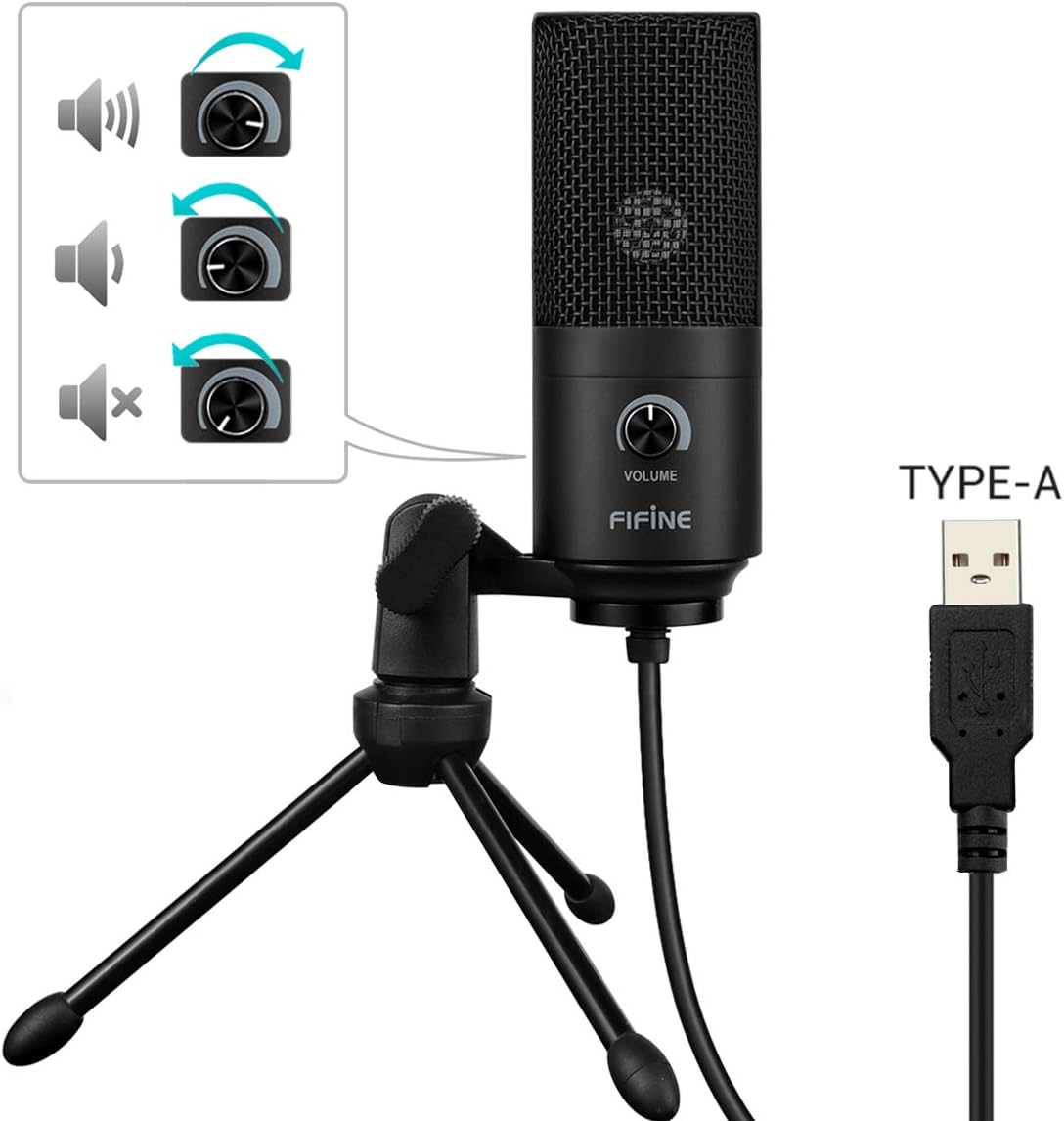 FIFINE USB Microphone, Metal Condenser Recording Microphone for Laptop MAC or Windows Cardioid Studio Recording Vocals, Voice Overs,Streaming Broadcast and YouTube Videos-669B-3