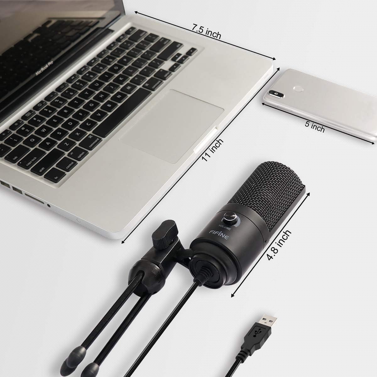 FIFINE USB Microphone, Metal Condenser Recording Microphone for Laptop MAC or Windows Cardioid Studio Recording Vocals, Voice Overs,Streaming Broadcast and YouTube Videos-669B-5