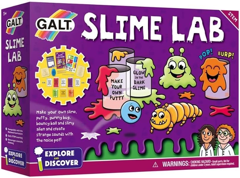 Galt Slime Lab -Explore and Discover STEM Craft and Science Set for Kids -Childrens Slime Making Kit for Boys and Girls -Includes 7 Fun Experiments, Lab Book and Step by Step Guide - Ages 5 Years Plus-0