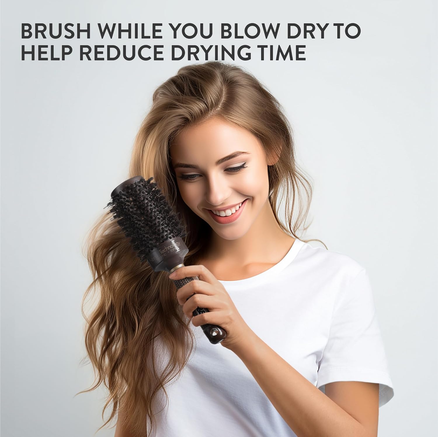 H&S Round Hair Brush Blow Dry Drying Boar Bristle 53mm Large Round Barrel Nano Technology Ceramic Ionic Hairbrush-1