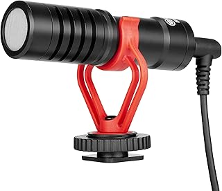 Boya BY-MM1 Compact On Camera Shotgun Video Microphone Livestream Recording Mic for iPhone Huawei Smartphone, for Canon Nikon Sony DSLR Cameras, metallic