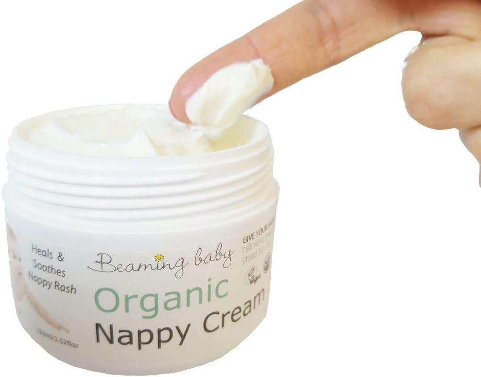 Beaming Baby Organic Nappy Cream 100ml. Naturally Soothing & Healing Nappy Rash Cream, Gentle on Sensitive Skin & Eczema. Hypoallergenic, Over 80% Organic Ingredients. Suitable for Newborn-2