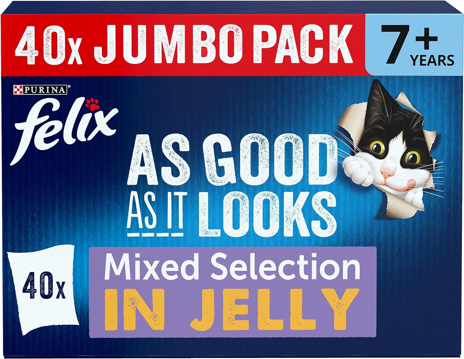 FELIX As Good As it Looks Senior 7+ Mixed in Jelly Wet Cat Food 40x100g-0